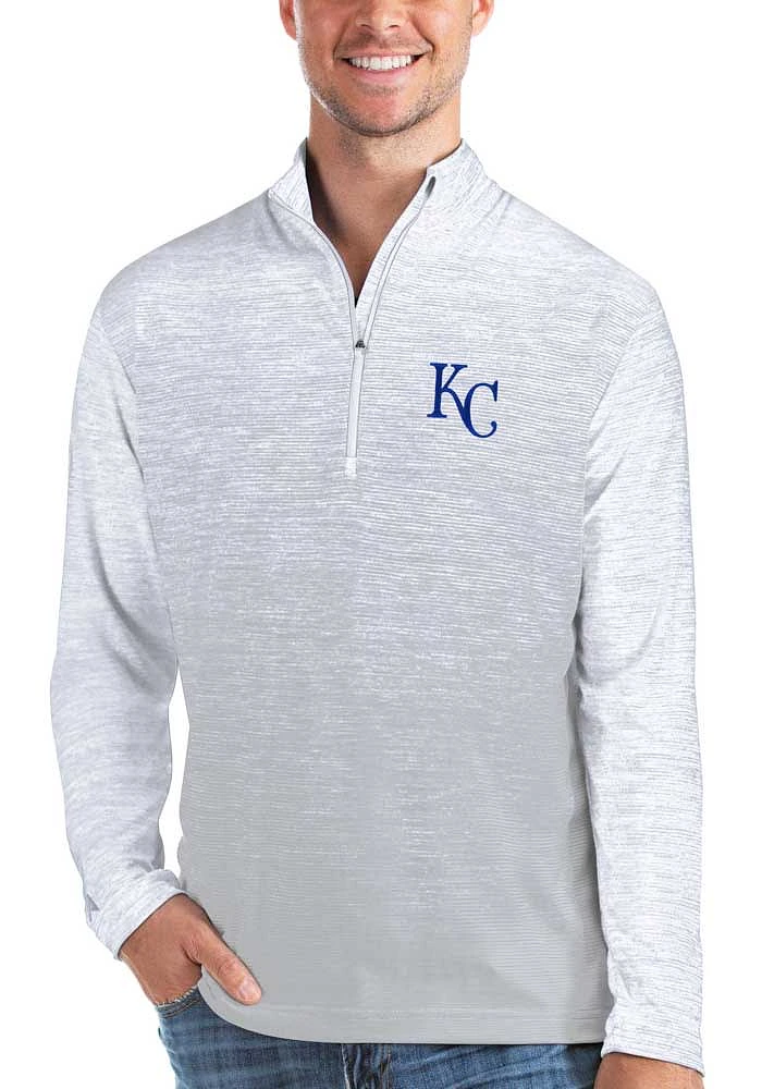 Antigua Kansas City Royals Mens Grey Cycle Long Sleeve Qtr Zip Pullover