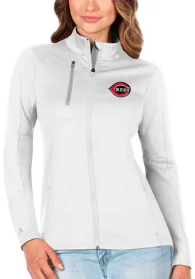 Antigua Cincinnati Reds Womens White Contrast Generation Light Weight Jacket