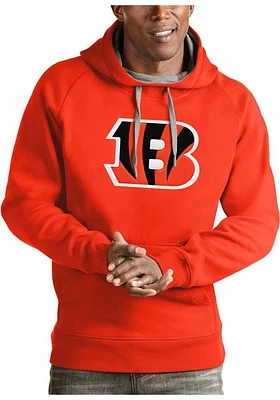 Antigua Cincinnati Bengals Mens Orange Victory Logo Long Sleeve Hoodie