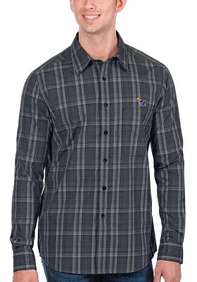 Antigua Kansas Jayhawks Mens Navy Blue Strive Long Sleeve Dress Shirt