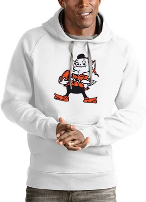 Brownie  Antigua Cleveland Browns Mens White Victory Long Sleeve Hoodie