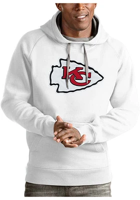 Antigua Kansas City Chiefs Mens White Victory Logo Long Sleeve Hoodie