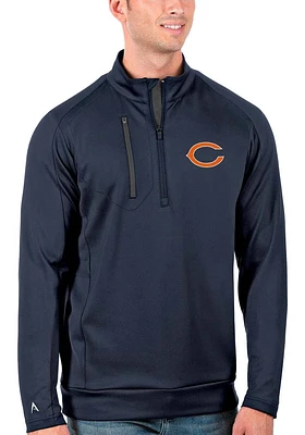 Antigua Chicago Bears Mens Navy Blue Generation Design Long Sleeve Qtr Zip Pullover