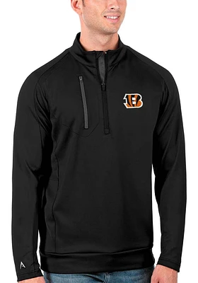 Antigua Cincinnati Bengals Mens Black Generation Long Sleeve Qtr Zip Pullover