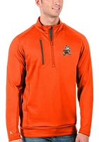 Brownie  Antigua Cleveland Browns Mens Orange Generation Long Sleeve Qtr Zip Pullover