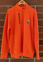 Brownie  Antigua Cleveland Browns Mens Orange Generation Long Sleeve Qtr Zip Pullover