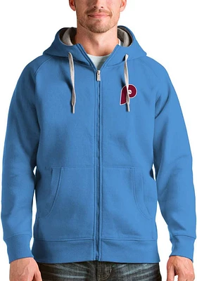 Antigua Philadelphia Phillies Mens Light Blue Victory Long Sleeve Full Zip Jacket