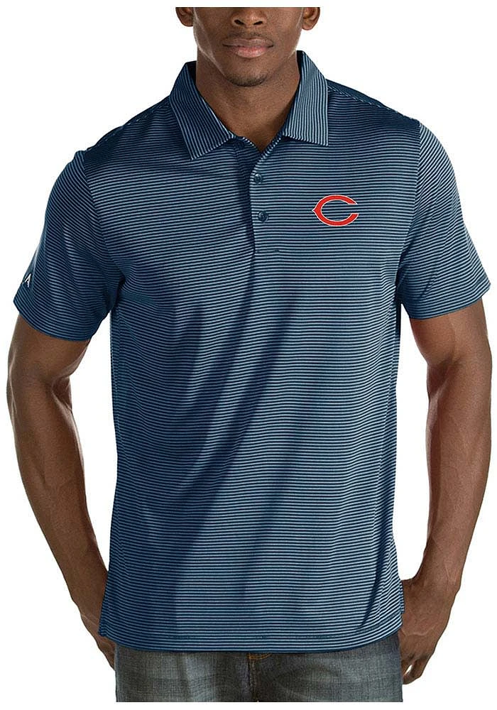 Antigua Chicago Bears Mens Blue Quest Short Sleeve Polo
