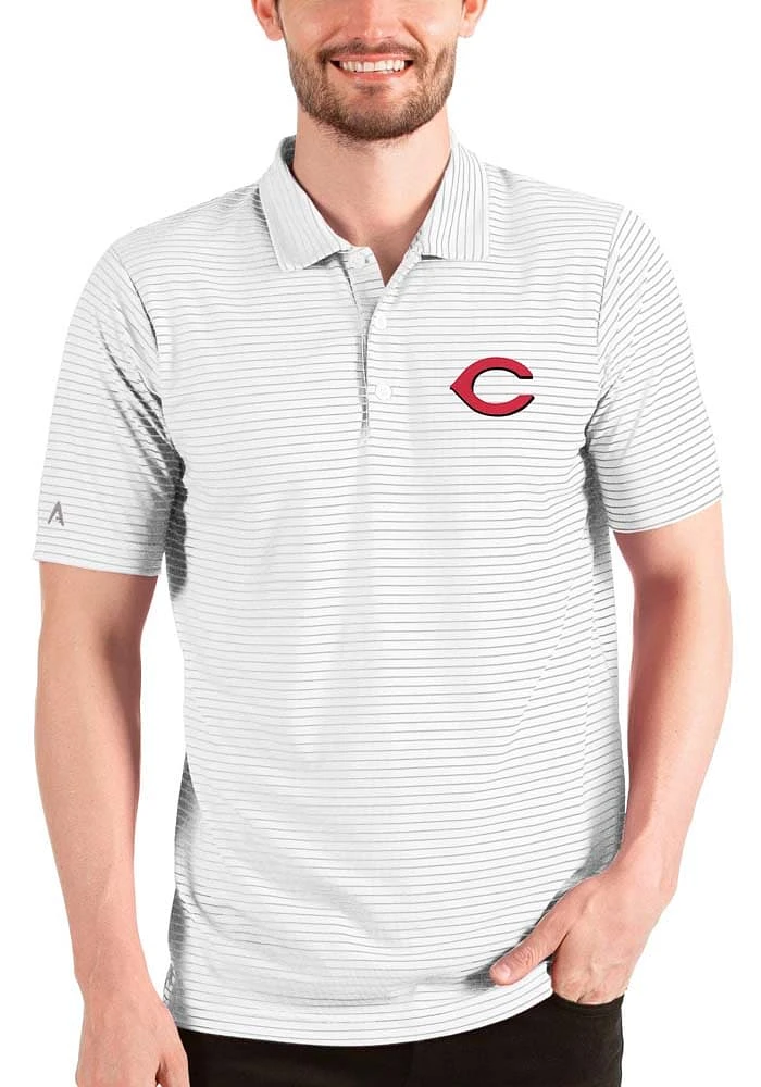 Antigua Cincinnati Reds Mens White ESTEEM Short Sleeve Polo