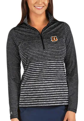 Antigua Cincinnati Womens Black Pace 1/4 Zip Pullover