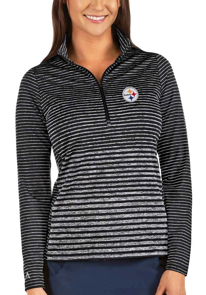 Antigua Pittsburgh Steelers Womens Black Pace Qtr Zip Pullover