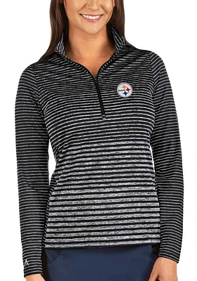 Antigua Pittsburgh Steelers Womens Black Pace Qtr Zip Pullover