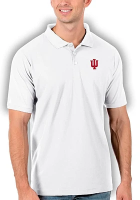 Antigua Indiana Hoosiers Mens White Legacy Pique Short Sleeve Polo