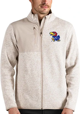 Antigua Kansas Jayhawks Mens Oatmeal Fortune Medium Weight Jacket