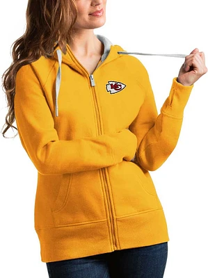 Antigua Kansas City Chiefs Womens Gold Victory Long Sleeve Full Zip Jacket