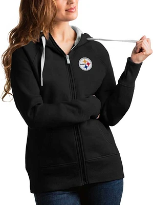Antigua Pittsburgh Steelers Womens Black Victory Long Sleeve Full Zip Jacket