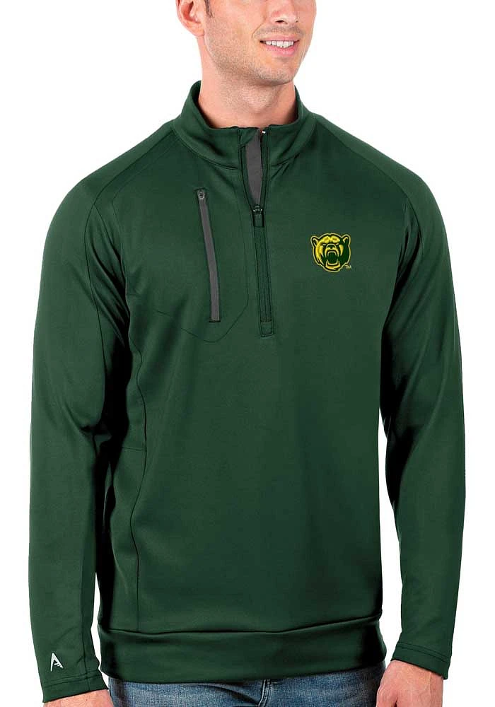 Antigua Baylor Bears Mens Green Generation Long Sleeve Qtr Zip Pullover