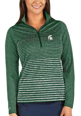 Antigua Michigan State Spartans Womens Green Pace Qtr Zip Pullover