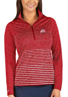 Antigua Ohio State Buckeyes Womens Red Pace Qtr Zip Pullover