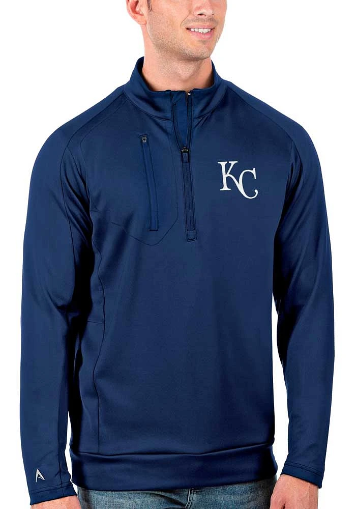 Antigua Kansas City Royals Mens Blue Generation Long Sleeve Qtr Zip Pullover