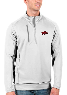 Antigua Arkansas Razorbacks Mens Generation Long Sleeve Qtr Zip Pullover
