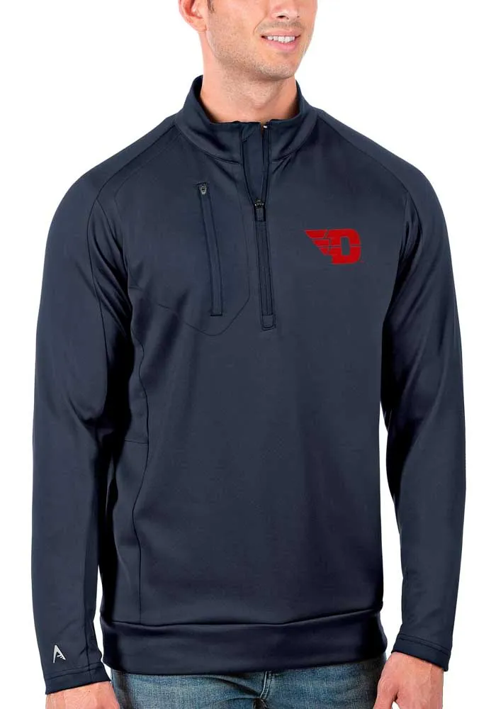 Antigua Dayton Flyers Mens Navy Blue Generation Long Sleeve Qtr Zip Pullover