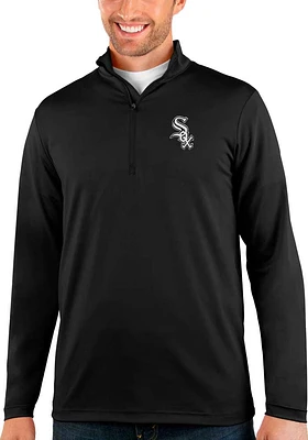 Antigua Chicago White Sox Mens Black Rally Long Sleeve Qtr Zip Pullover