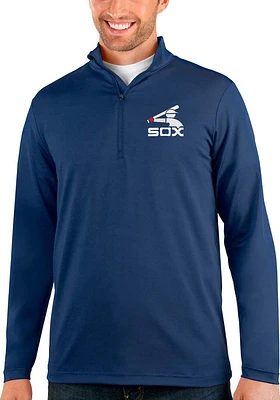 Antigua Chicago White Sox Mens Navy Blue Rally Long Sleeve Qtr Zip Pullover