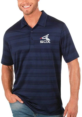 Antigua Chicago White Sox Mens Navy Blue Compass Short Sleeve Polo