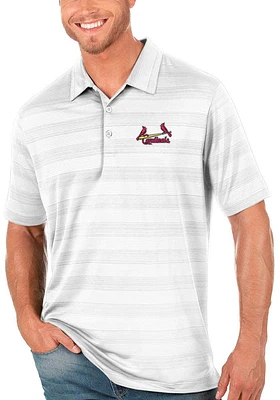 Antigua St Louis Cardinals Mens White Flier Bunker Classic Short Sleeve Polo