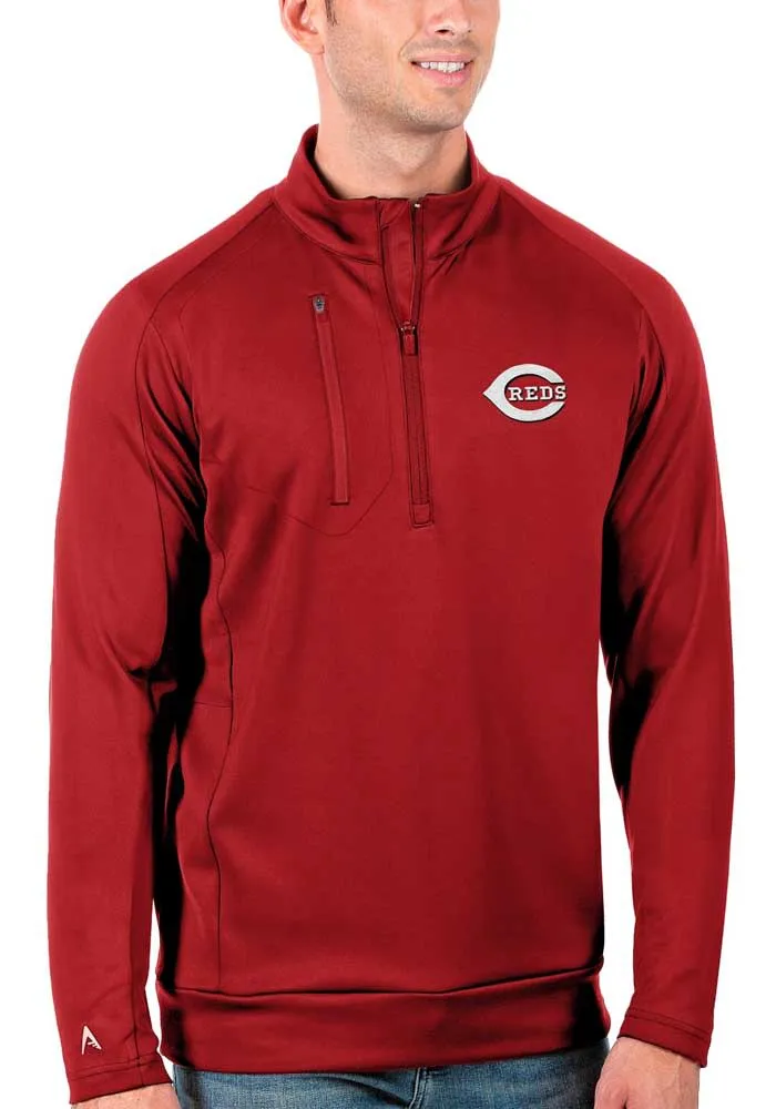 Antigua Cincinnati Reds Mens Generation Long Sleeve Qtr Zip Pullover