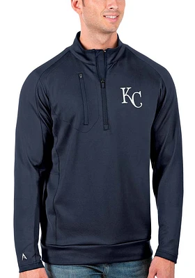 Antigua Kansas City Royals Mens Navy Blue Generation Long Sleeve Qtr Zip Pullover