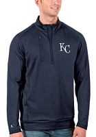 Antigua Kansas City Royals Mens Navy Blue Generation Long Sleeve Qtr Zip Pullover