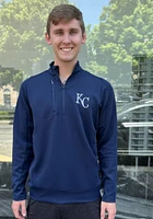 Antigua Kansas City Royals Mens Navy Blue Generation Long Sleeve Qtr Zip Pullover