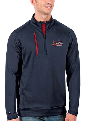 Antigua St Louis Cardinals Mens Navy Blue Generation Design Long Sleeve Qtr Zip Pullover