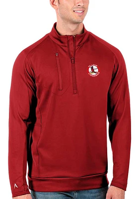 Antigua St Louis Cardinals Mens Red Generation Edition Long Sleeve Qtr Zip Pullover