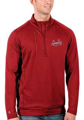 Antigua St Louis Cardinals Mens Red Generation Long Sleeve Qtr Zip Pullover