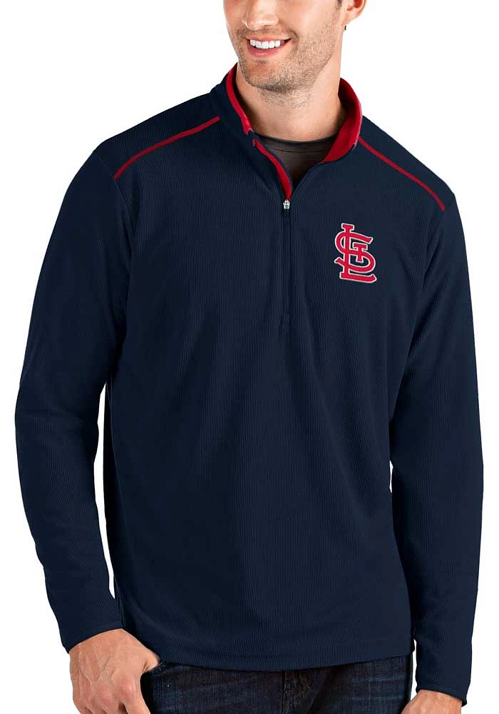 Antigua St Louis Cardinals Mens Navy Blue Glacier Long Sleeve Qtr Zip Pullover