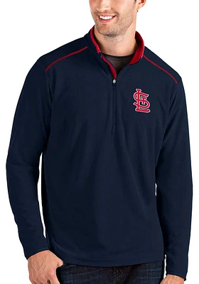 Antigua St Louis Cardinals Mens Navy Blue Glacier Long Sleeve Qtr Zip Pullover