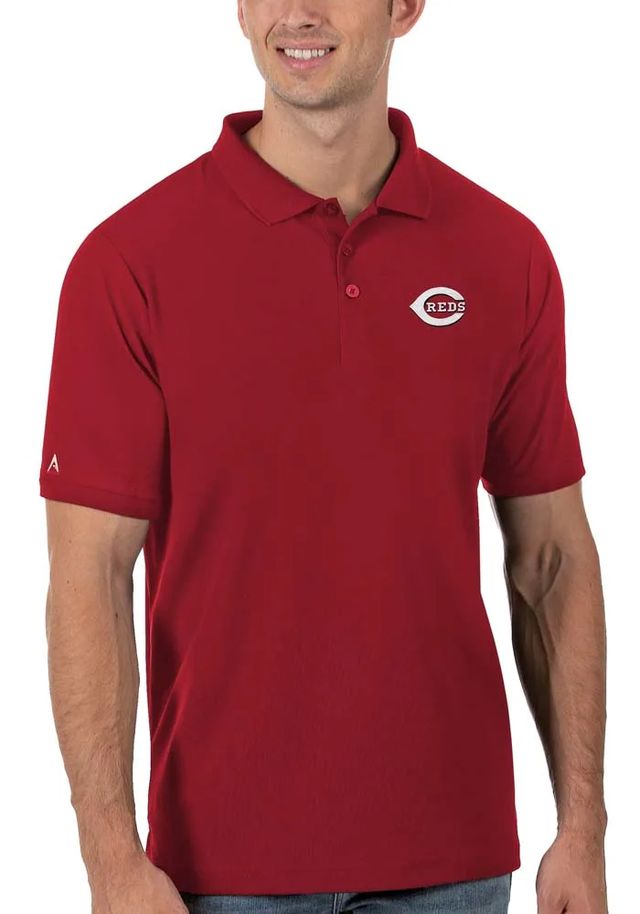 Antigua Cincinnati Reds Mens Red Legacy Pique Short Sleeve Polo