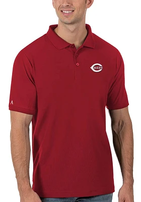 Antigua Cincinnati Reds Mens Red Legacy Pique Short Sleeve Polo