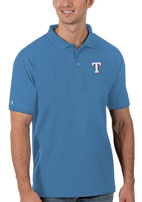 Antigua Texas Rangers Mens Blue Legacy Pique Edition Short Sleeve Polo