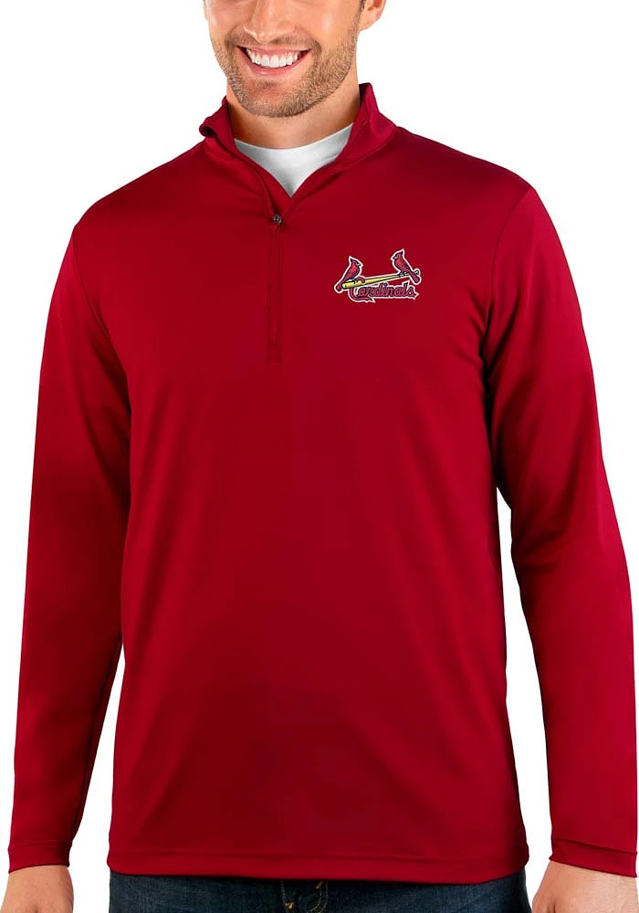 Antigua St Louis Cardinals Mens Red Rally Long Sleeve Qtr Zip Pullover