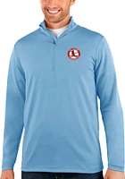 Antigua St Louis Cardinals Mens Light Blue Rally Long Sleeve Qtr Zip Pullover