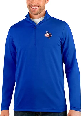 Antigua Texas Rangers Mens Blue Rally Long Sleeve Qtr Zip Pullover