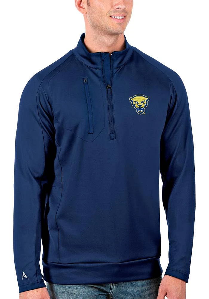 Antigua Pitt Panthers Mens Navy Blue Generation Long Sleeve Qtr Zip Pullover