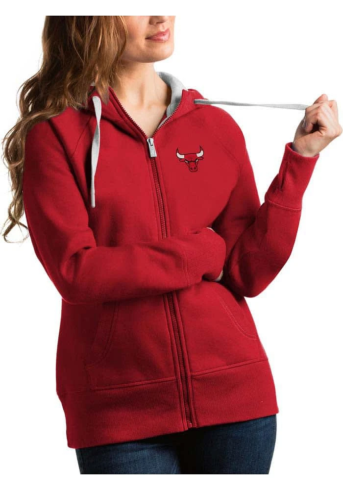 Antigua Chicago Bulls Womens Red Victory Long Sleeve Full Zip Jacket