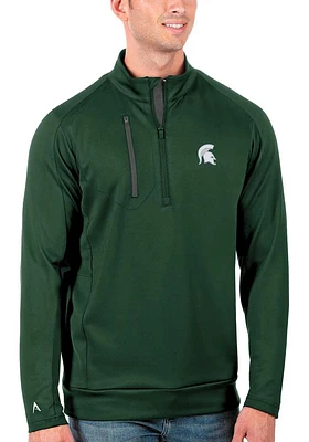 Antigua Michigan State Spartans Mens Green Generation Edition Long Sleeve Qtr Zip Pullover