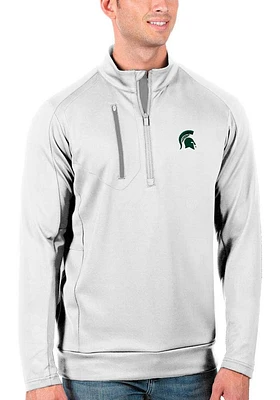 Antigua Michigan State Spartans Mens White Generation Series Long Sleeve Qtr Zip Pullover