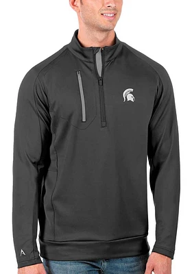 Antigua Michigan State Spartans Mens Charcoal Generation Long Sleeve Qtr Zip Pullover